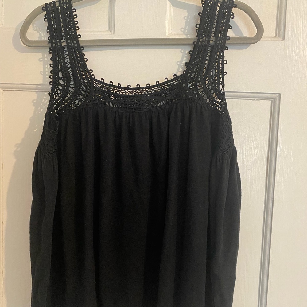 Lace up arms black top